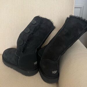 UGG Black Suede Button Boots